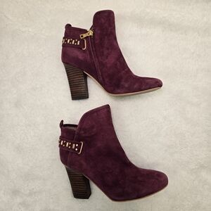 Latigo Ganet Prune Suede Embellished Booties High Heeled